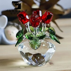 花束のクリスタルガラス 置物 ギフト 箱入り / ガラス 水晶 置き物 プレゼント 母の日 ホワイトデー