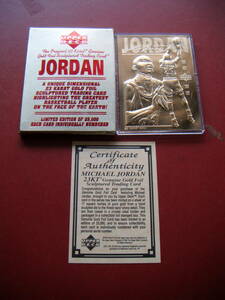 MICHAEL JORDAN 23KT Genuine Gold Foil Sculptured Trading Card