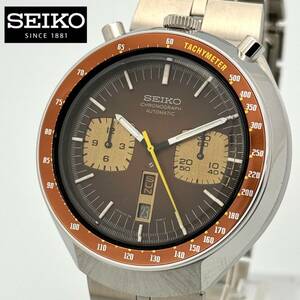 極美品◆SEIKO セイコー 5 スポーツ Speed-Timer 茶馬◆6138-0040 クロノグラフ 自動巻/ブルヘッド/ヴィンテージ/メンズ 腕時計/ツノ/黒馬