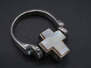 【1055】8.5号 リバーシブル シルバー 925 シェル クロス リング 十字架 silver 指輪 TIA