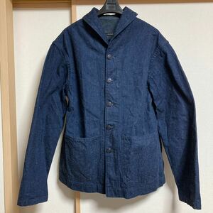 【美品】TCB jeans ティーシービージーンズ 40s復刻ショールカラーカバーオール インディゴ サイズ40 ヘチマ襟 US NAVY チェンジボタン