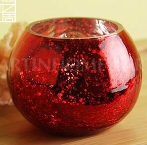 キャンドルホルダー クリスマスカラー モザイクガラス (レッド)