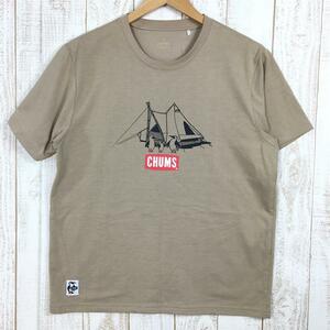 MENs M チャムス キャンプ Tシャツ 速乾 CHUMS CH01-1762 ベージュ系