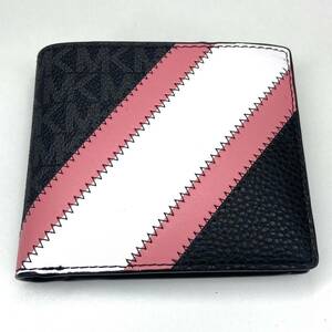 【新品未使用】MICHAEL KORS マイケルコース 二つ折り財布 レザー ブラック ピンク a276