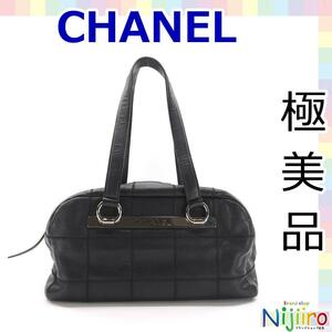 【極美品】シャネル CHANEL チョコバー キャビアスキン ミニ ボストンバッグ ハンドバッグ トートバッグ ショルダーバッグ ブラック 黒1312