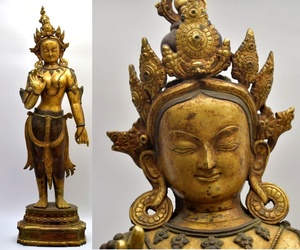195 チベット密教 鍍金仏 高さ87cm 15.1kg ● 仏像 仏教美術 中国美術 古玩 骨董 古美術 西藏美術