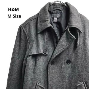 H&MピーコートグレーメンズM　b29