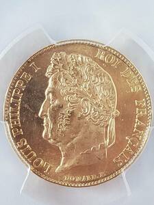 ●コイン● 1840A 金貨 フランス ルイ フィリップ 20フラン 最高鑑定 MS 64