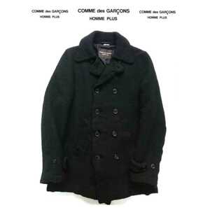 名作 07AW COMME des GARCONS HOMME PLUS コムデギャルソンオムプリュス マイウェイ期 高級ウール縮絨ダブルPコート S 美品 ポリ縮 JUNYA