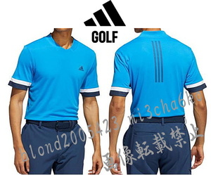 ■新品【adidas GOLF】アディダスゴルフ クール&ドライHEAT RDY 高通気 半袖シャツ■BU/O(XL)