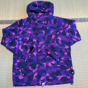 クリーニング済み、A BATHING APE　スノボジャケットパープルLサイズ中古snowboardjacketbape