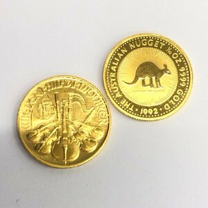 K24　金貨幣　2点おまとめ　オーストリア　フィルハーモニー金貨　オーストラリア　カンガルー金貨　総重量6.2g【CBBA7082】