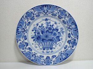 豊G680/8J●ROYAL DELFT ロイヤルデルフト プレート 大皿 絵皿 飾り皿 花柄 洋食器 良品●