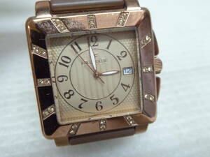 FOLLI FOLLIE フォリフォリ ラインストーン クスエア型 腕時計 WF7A060ZDB ブラウン レディース 定形外郵便全国一律300円 D2-a