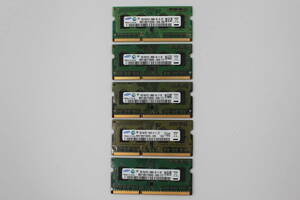 SAMSUNG PC3-10600S 2GB 5枚セット DDR3 　1R×8　ノートPC用メモリ LAPTOP RAM