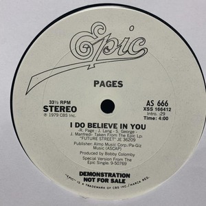◆ Pages - I Do Believe In You ◆12inch US盤 Promo 人気A.O.Rヒット!! レアー