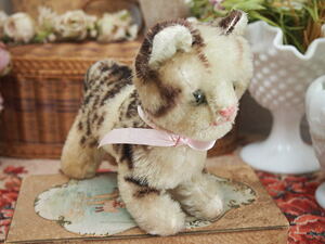 ▲DO75 ドイツ製 シュタイフ社 ヴィンテージ ネコ ぬいぐるみ シュタイフ 猫 Cat vintage アニマルドール ドール 人形