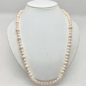 「淡水パールネックレスおまとめ」m約53.5g 約7-9.5mmパール pearl necklace accessory jewelry silver DA0/DA5