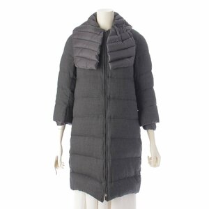 【モンクレール】Moncler　CHANVRE ノーカラー ライナー付き ダウンコート 49324 グレー 00 【中古】【正規品保証】189392