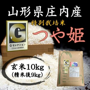 ◇Gセレクション♪つや姫♪令和５年産！山形庄内産玄米１０kg（白米９kg）送料無料