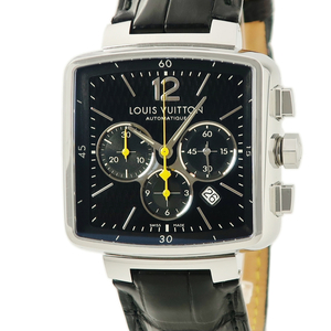 【3年保証】 ルイヴィトン スピーディ クロノグラフ Q212G 角型 黒 ダミエ柄 2005年 自動巻き メンズ 腕時計