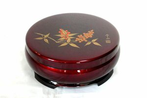 Й★漆器★菓子器★玉虫ぬり★8寸菓子器★南天★直径23×H9㎝★箱入り★未使用品★