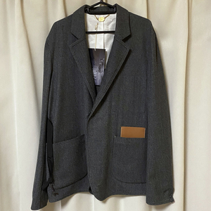 新品 19AW SUNSEAサンシー N.M BRUSHED JACKET 19A34 ナイスマテリアル ブラッシュドジャケット サイズ3 ウールブルゾン レザー テーラード