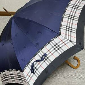 希少　BURBERRY オールドバーバリー　ノバチェック　シャドーホース　総柄　アンブレラ　長傘　晴雨兼用　男女兼用