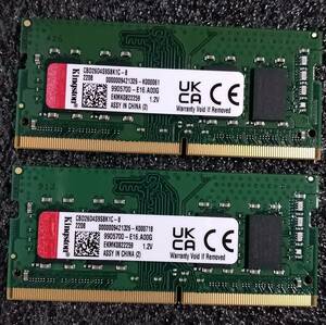 【使用時間僅少】DDR4 SODIMM 16GB(8GB2枚組) Kingston CBD26D4S9S8K1C-8 [DDR4-2666 PC4-21300]