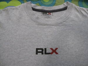 RLX POLO SPORT ポロスポーツ 半袖Tシャツ メンズL グレー 綿100 USEDキレイ RALPH LAUREN ラルフローレン