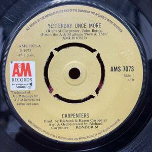 ◆UKorg7”s!◆CARPENTERS◆YESTERDAY ONCE MORE◆