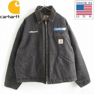 90s USA製 carhartt デトロイト ジャケット J01 フェード ブラック XL程度 50 黒 企業物 ダック カーハート ビンテージ D149-18-0089ZVW