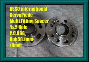 ★ASSO マルチフィッティング スペーサー 4/5 PCD98 厚み18mm HUB径58.1mm 中古★フィアット FIAT ABARTH アバルト 500 595 695 M12×P1.25