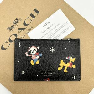 【DISNEY X COACH】ジップ カード ケース / ホリデイ プリント