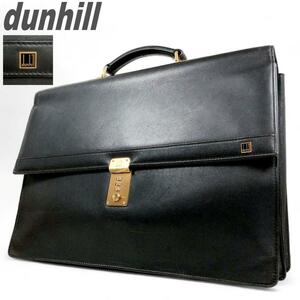  Dunhill ダンヒル メンズ ビジネスバッグ ヴィンテージ ブリーフケース ダイヤルロック ブラック A4収納可 大容量 鍵付き ゴールド金具