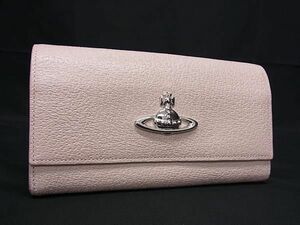 1円 ■極美品■ Vivienne Westwood ヴィヴィアンウエストウッド オーブ レザー 長財布 ウォレット レディース ライトピンク系 AY3240