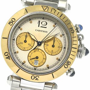 訳あり カルティエ CARTIER W3101255 パシャ クロノグラフ YGベゼル クォーツ メンズ 保証書付き_760407