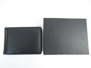 レザーウォレット マネークリップ付き 2つ折り財布（小銭入れあり） ブラック ▼AC20108