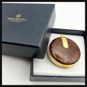 MIKIMOTO ミキモト　懐中時計　ミラー　コンパクト　ブラウン　不動品　送料無料