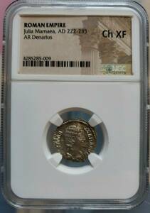 ローマ帝国　ユリア・ママエア　222-235年　デナリウス銀貨　NGC XF