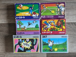 全6本 小箱 銀箱 ドンキーコング3 ダックハント テニス ベースボール ピンボール ゴルフ ファミコン FC レトロ ゲーム 任天堂 NES