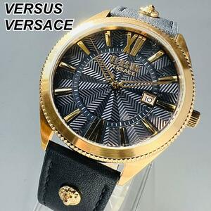 ヴェルサス ヴェルサーチ 腕時計 新品 メンズ ゴールド クォーツ 電池式 ブルー系 ベルサーチ クロノグラフ ケース付属 レザーバンド 金
