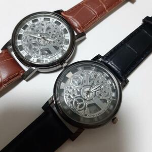 新品　激渋　腕時計　スケルトン　黒と茶色のセット　103