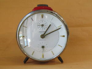 目覚まし時計 ユンハンス 可愛い赤色置き時計 三段階式アラームス ゼンマイ手巻き時計 高圧洗浄注油使用中 // 精工舎 セイコー 振り子時計