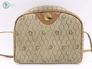 2404603684　▽ Christian Dior クリスチャン ディオール ショルダーバッグ ハニカム柄 ベージュ系 レディース ポシェット ジャンク 中古