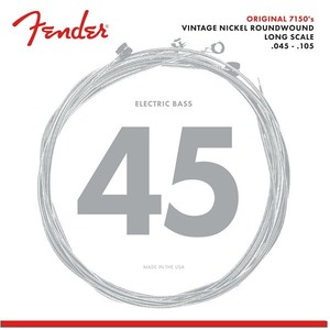 Fender Original 7150 Bass Strings, Pure Nickel, Roundwound, Long Scale, 7150M .045-.105 Gauges, (4)〈フェンダー〉