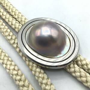 【10257】マベパール ループタイ　本真珠 パール ペンダント ネックレス　17ｍｍ　中古品