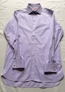 THOMAS　PINK　トーマスピンク　カッターシャツ　うす紫ギンガムチェック　英サイズ（実寸でご確認）袖カフス飾り付き　綿１００％