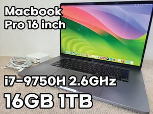 Apple MacBook Pro 16(2019, A2141) Core i7-9750H / 2.6GHz / RAM 16GB / SSD 1TB / スペースグレー / 充放電回数 : 327 [MC033]