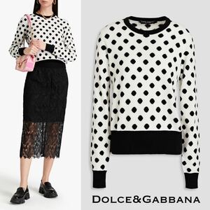 19.20・AW 国内正規美品■Dolce&Gabbana/ドルチェ＆ガッバーナ ニット・セーター/カシミア100%・水玉・Dot 40/M~L ドルガバ・D&G